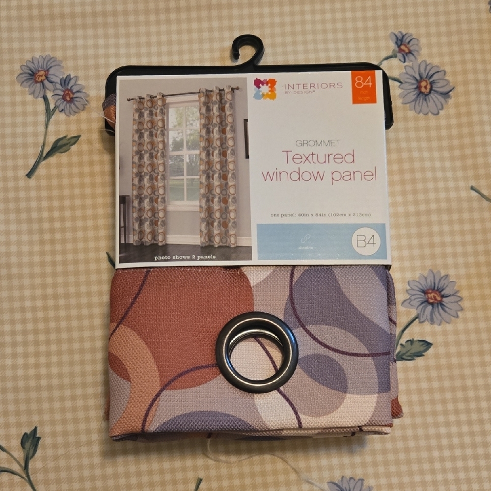 Home Interiors Purple and Orange Geometric Curtains